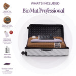Infographic showing what’s included with the BioMat Professional: mat, digital controller, cotton cover, travel case